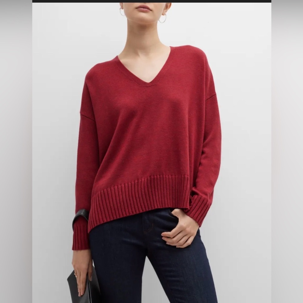 Eileen Fisher Missy Merino Extra Fine V-Neck Sweater , size M